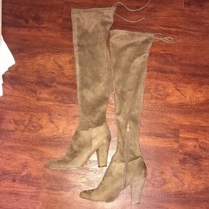 Over the knee brown boots